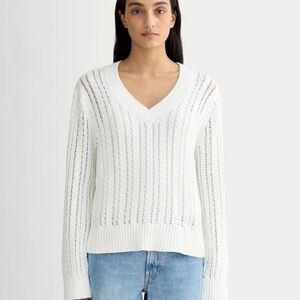 Everlane Women's Mesh Cable V-Neck Sweater